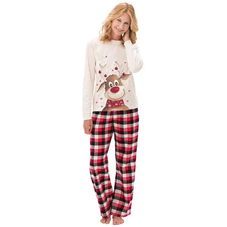 🔥 Family Matching Reindeer Plaid Cotton Pajamas Set