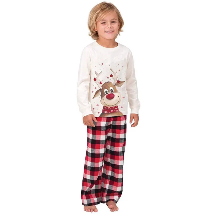 🔥 Family Matching Reindeer Plaid Cotton Pajamas Set