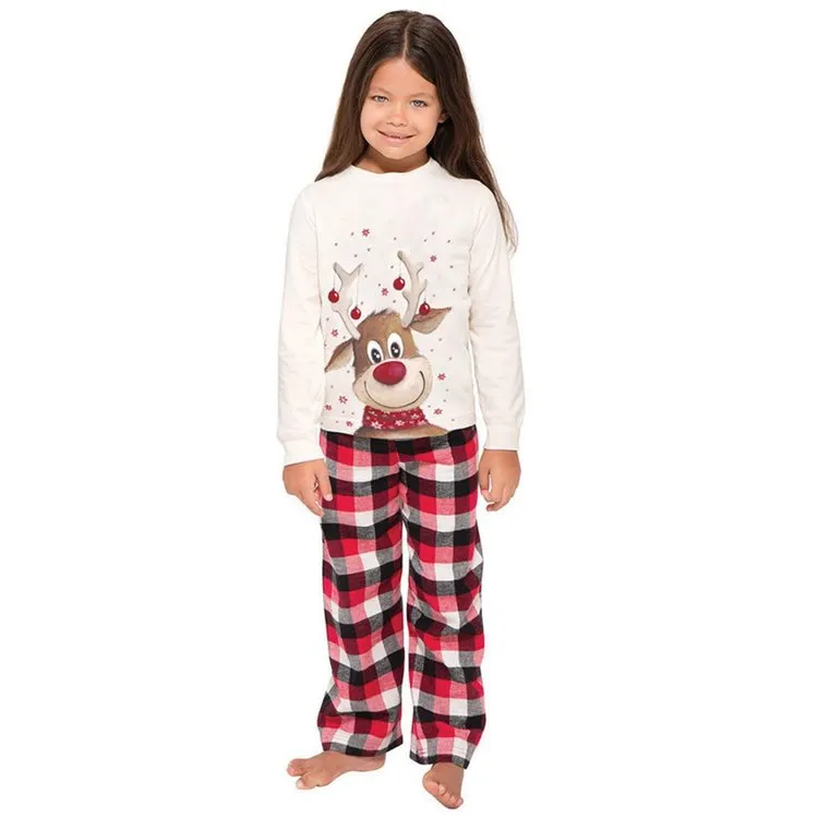 🔥 Family Matching Reindeer Plaid Cotton Pajamas Set