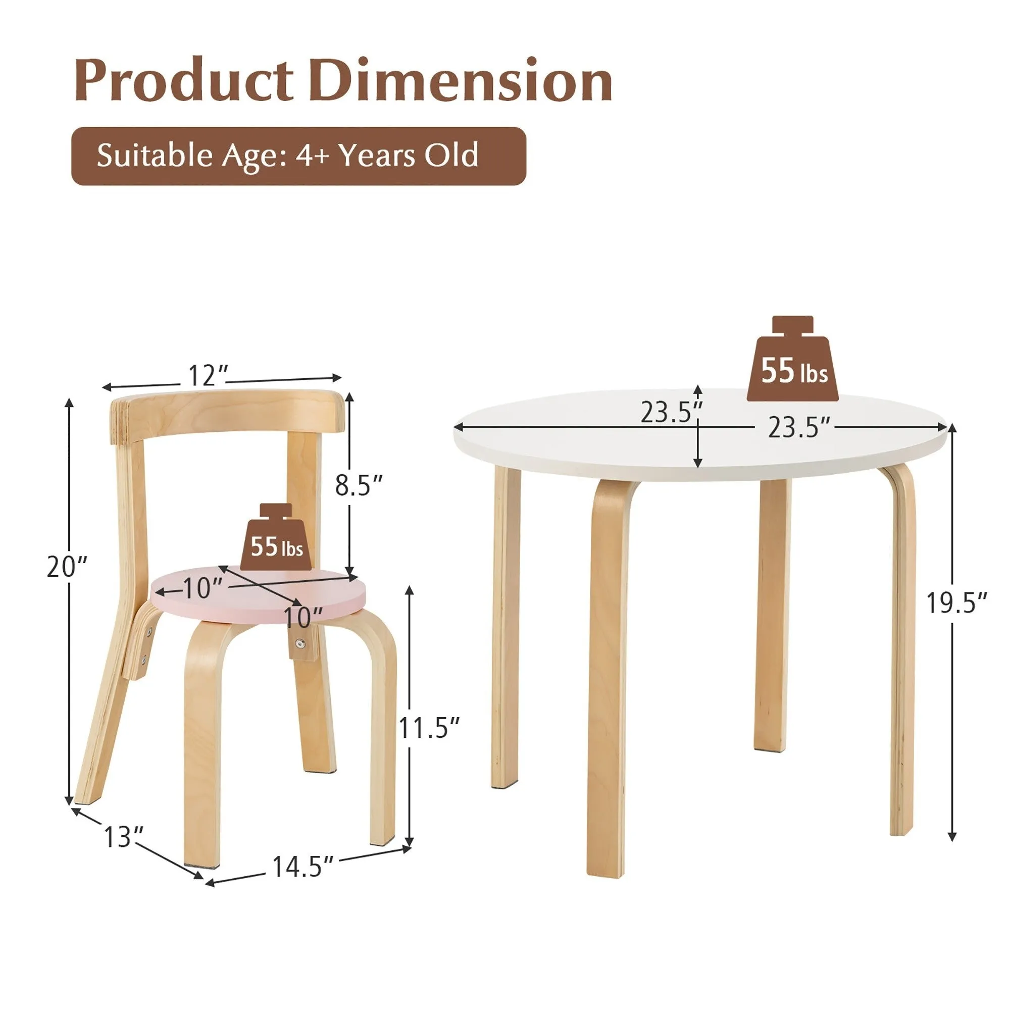 5 Piece Wooden Activity Table   Toy Blocks - Pastel