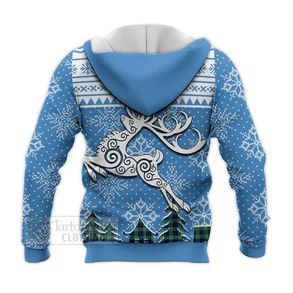 Abercrombie Clan Christmas Knitted Hoodie Celtic Reindeer Style