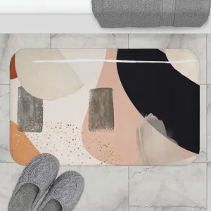 Abstract Bath, Kitchen Mat | Pastel Beige Black