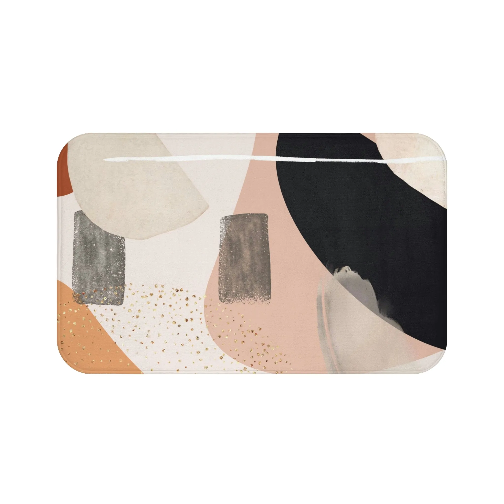 Abstract Bath, Kitchen Mat | Pastel Beige Black