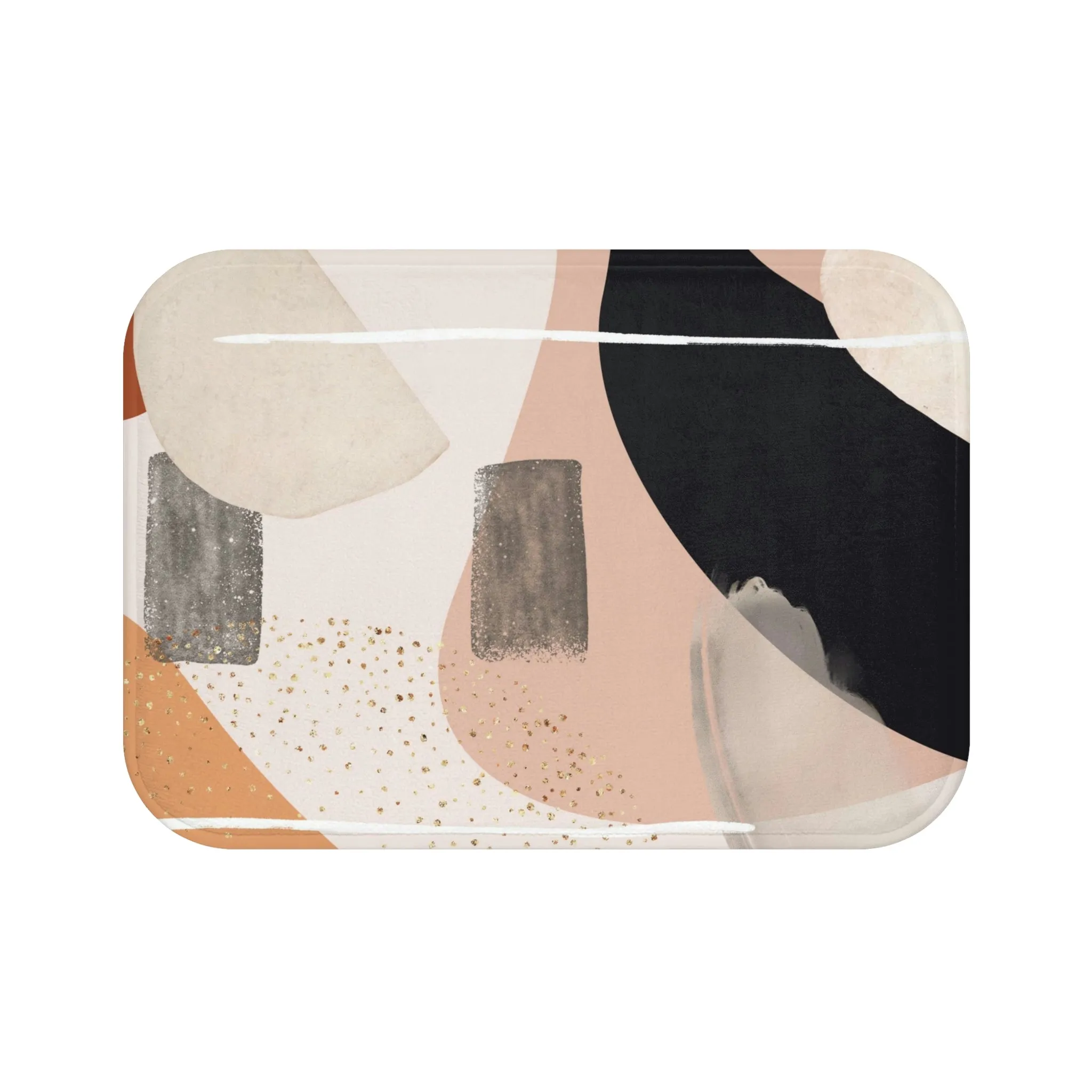 Abstract Bath, Kitchen Mat | Pastel Beige Black