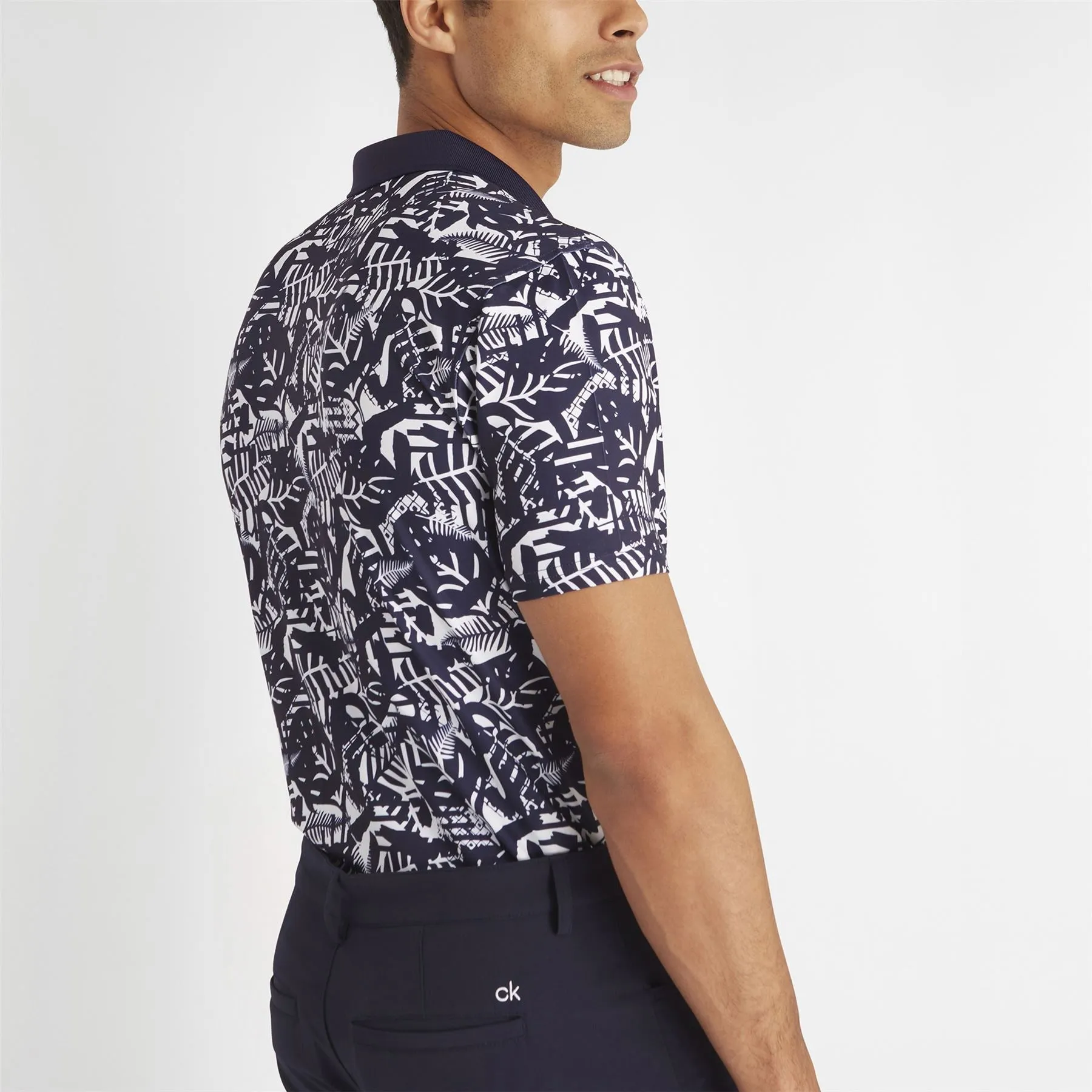 Abstract Print Stretch Polo White/Blue - SS24