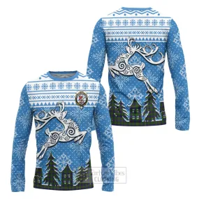 Adam Clan Christmas Long Sleeve T-Shirt Celtic Reindeer Style