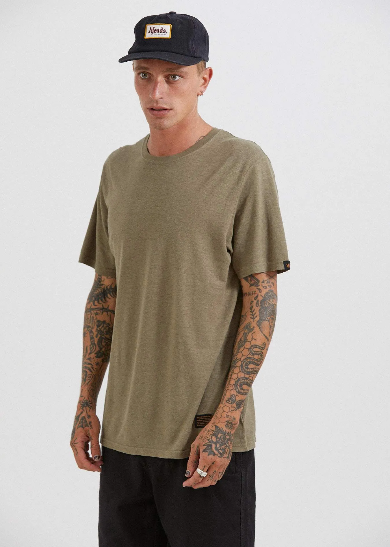 Afends Mens Classic - Hemp Standard Fit Tee - Covert Green