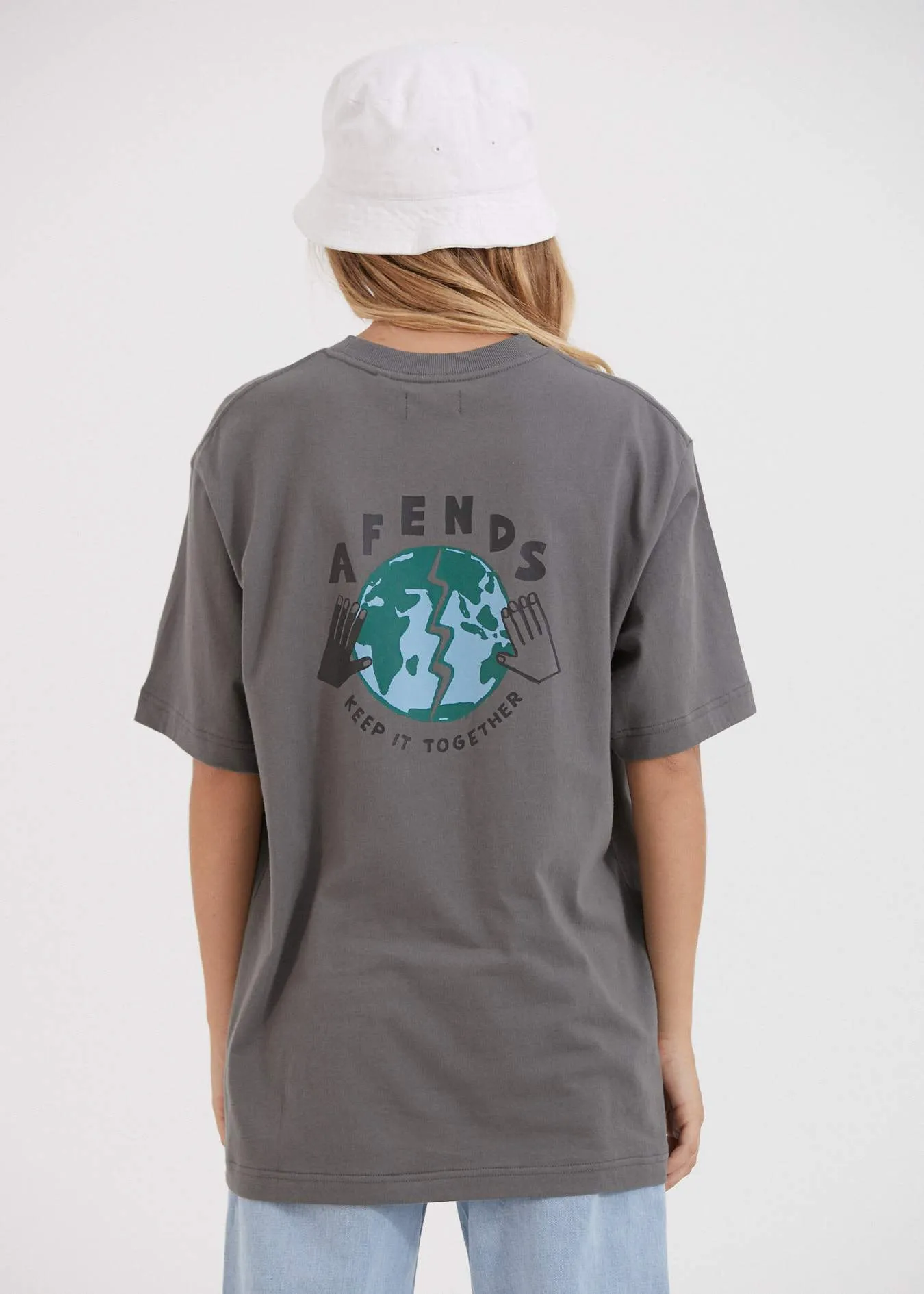 Afends Unisex Keep It Together - Unisex Retro Fit Tee - Gunmetal