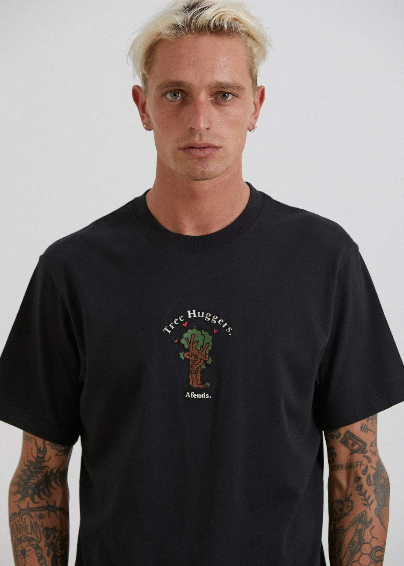 Afends Unisex Tree Huggers - Unisex Retro Fit Tee - Raven