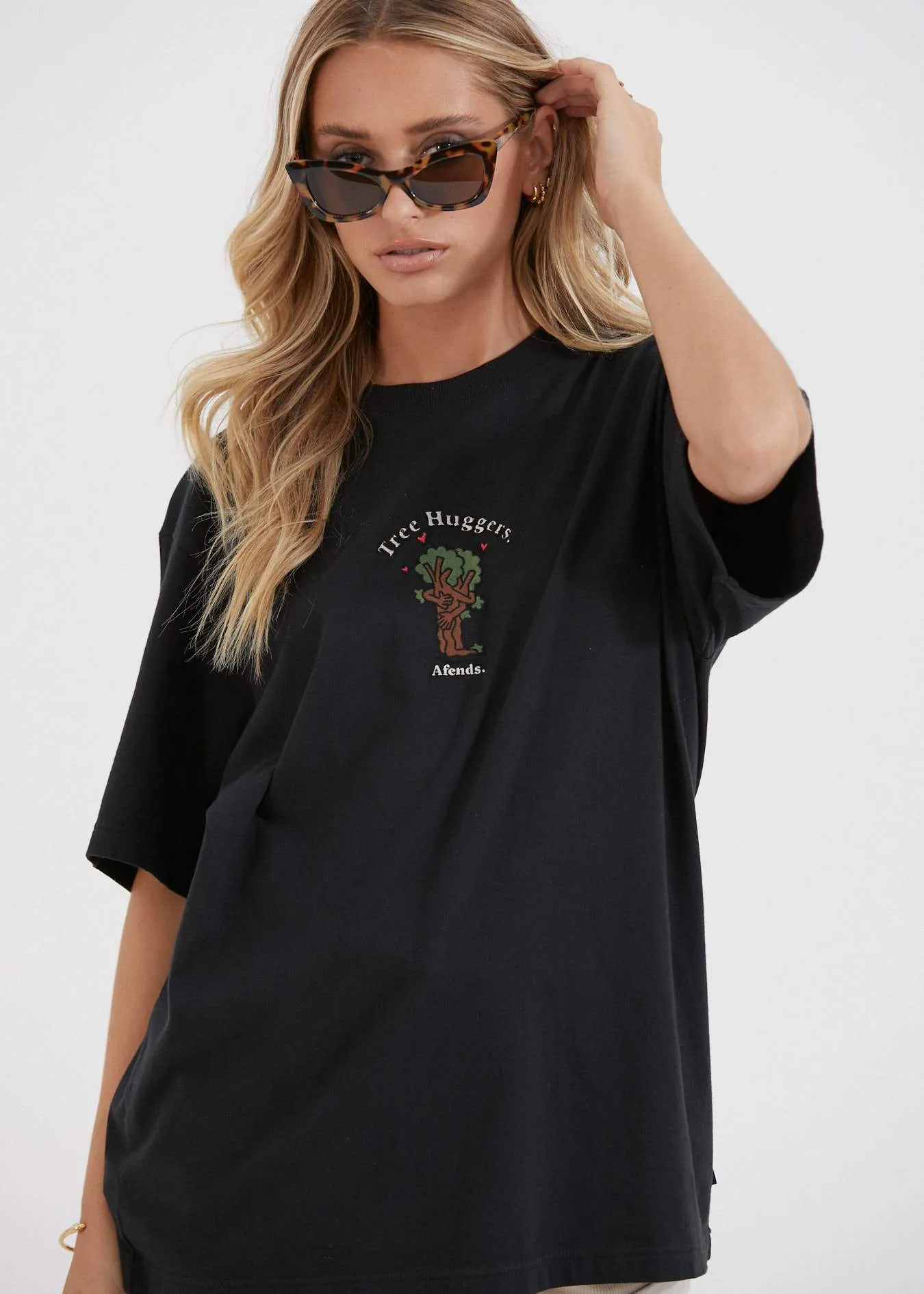 Afends Unisex Tree Huggers - Unisex Retro Fit Tee - Raven