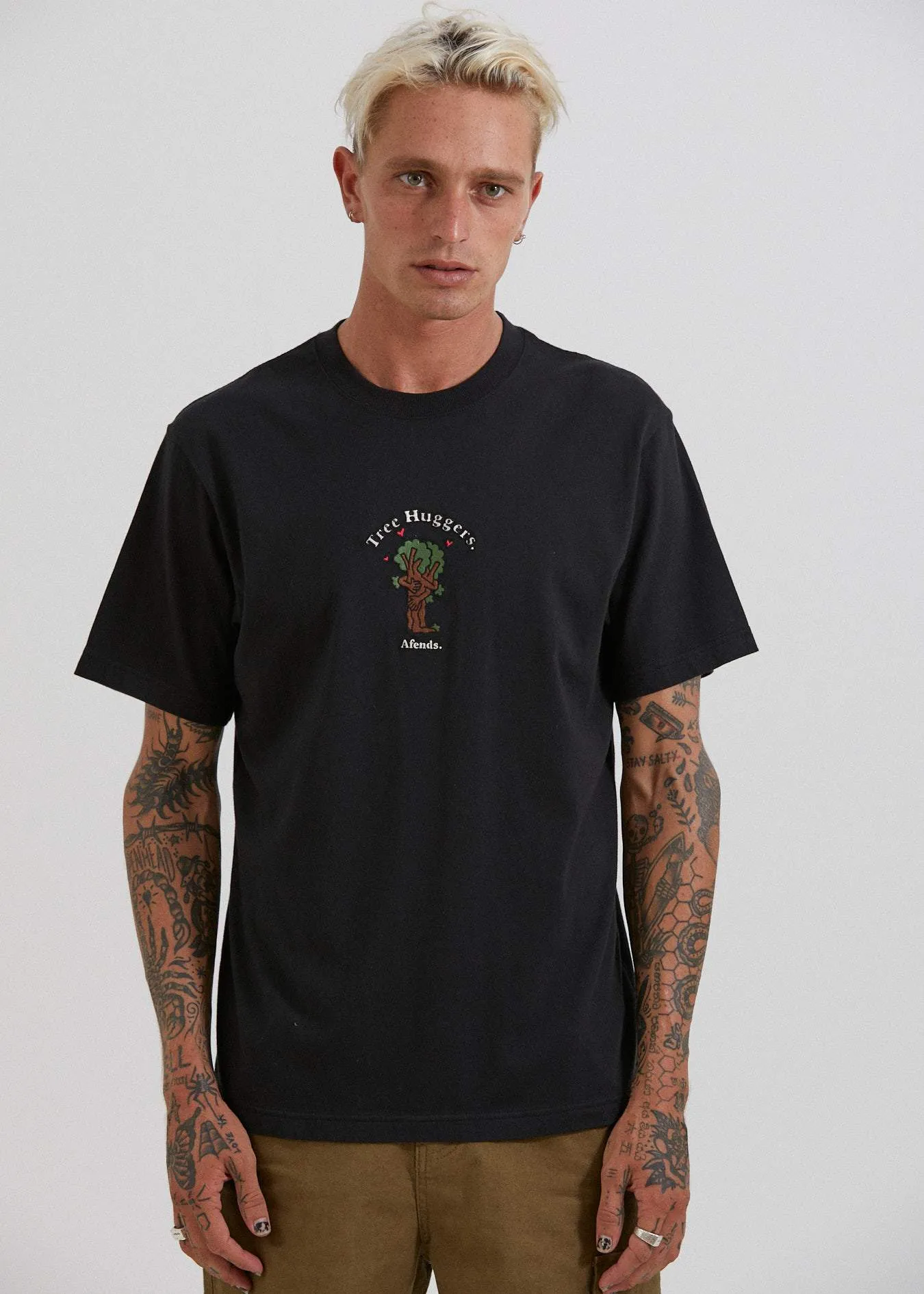 Afends Unisex Tree Huggers - Unisex Retro Fit Tee - Raven