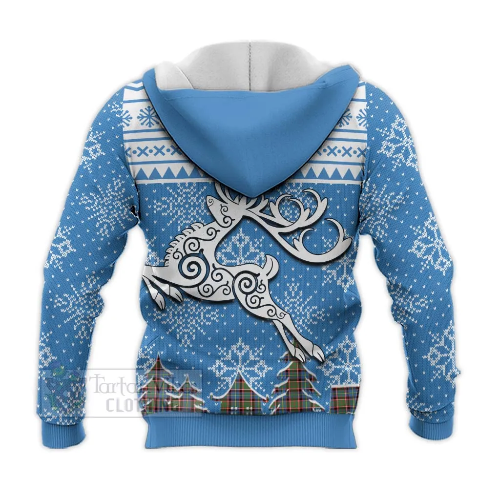 Aikenhead Clan Christmas Knitted Hoodie Celtic Reindeer Style