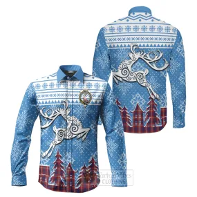 Ainslie Clan Christmas Long Sleeve Button Shirt Celtic Reindeer Style