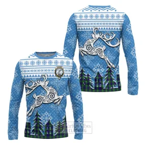 Alexander Clan Christmas Long Sleeve T-Shirt Celtic Reindeer Style