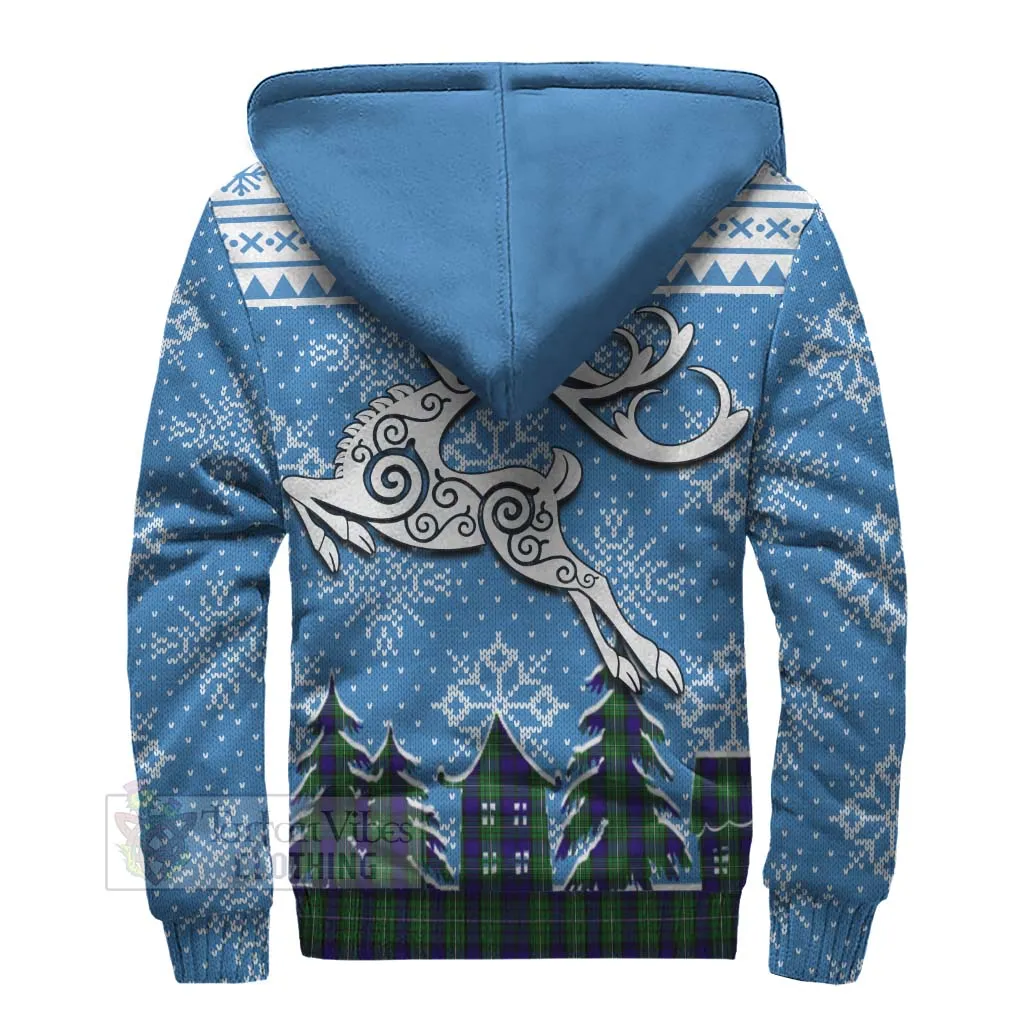 Alexander Clan Christmas Sherpa Hoodie Celtic Reindeer Style