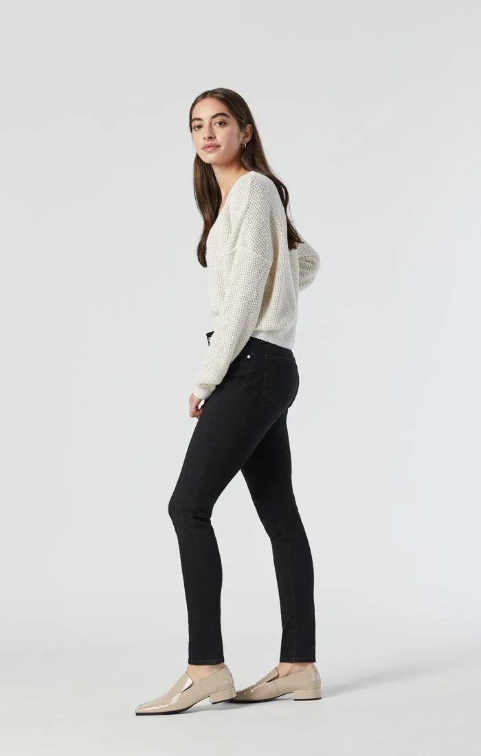 ALISSA SUPER SKINNY JEANS IN BLACK FEATHER BLUE