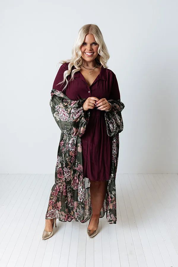 Always On Time Babydoll Tunic Dress In Maroon Curves