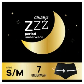 Always ZZZ Overnight Disposable Period Underwear for Women, Size S-M, 7 Ct