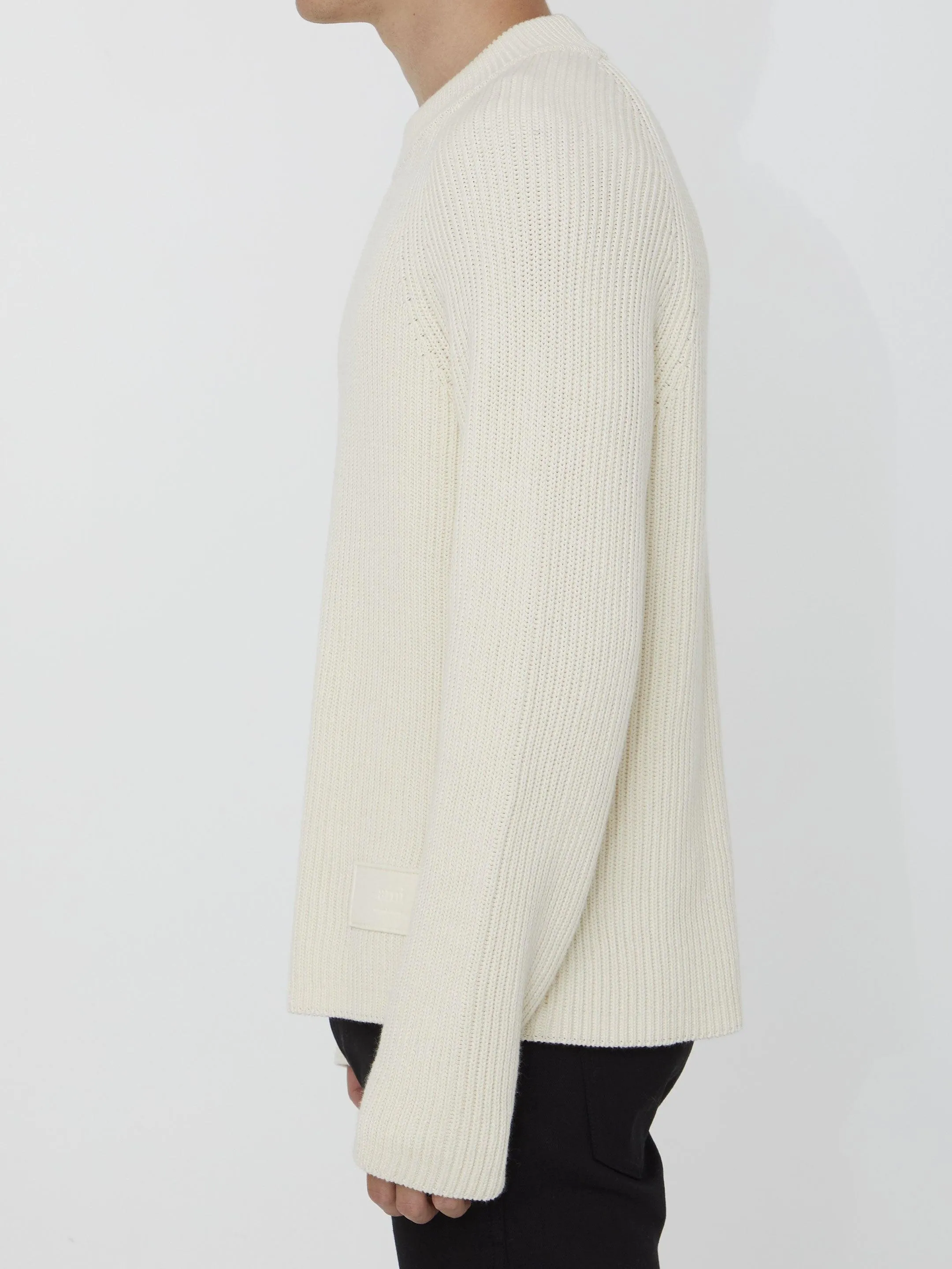 Ami Paris Ivory Jumper With Patch