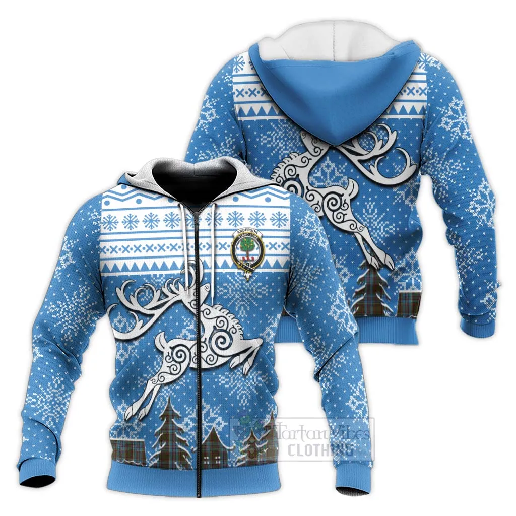 Anderson Clan Christmas Knitted Hoodie Celtic Reindeer Style