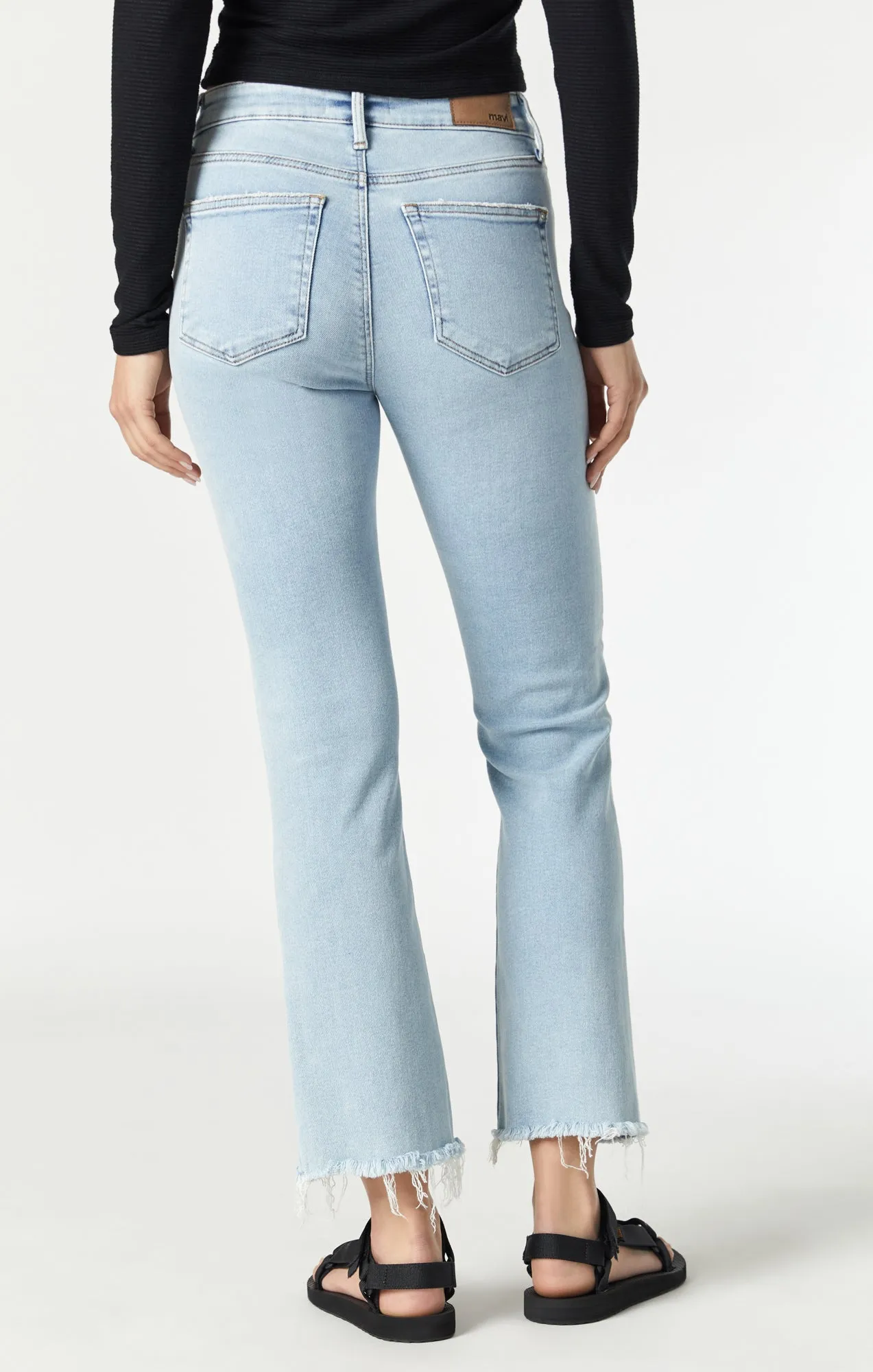 ANIKA CROP FLARE JEANS IN LIGHT RIPPED LA BLUE