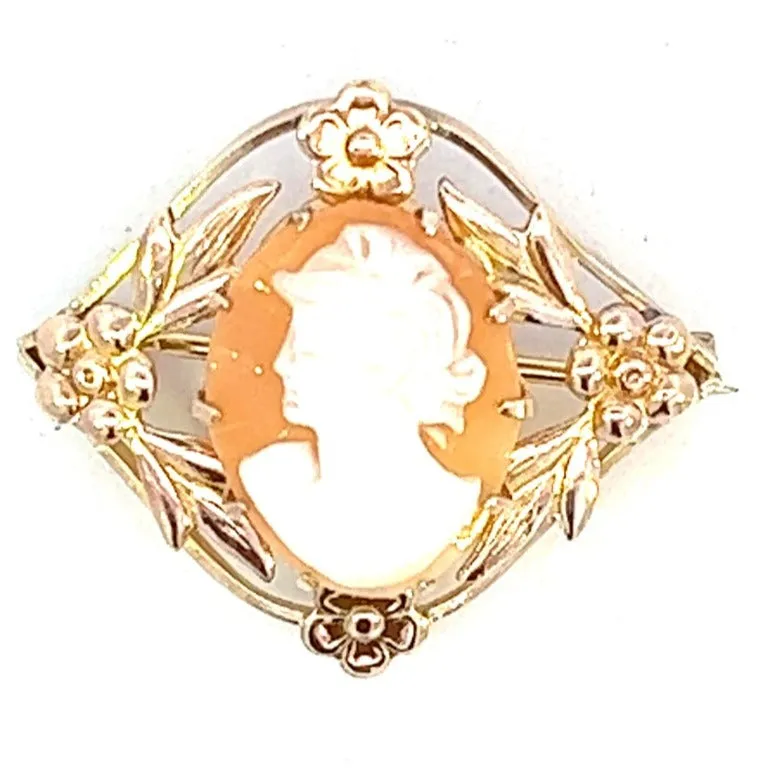 Antique/Vintage Gold Plated Cameo Brooch- Timeless Elegance and Historical Charm