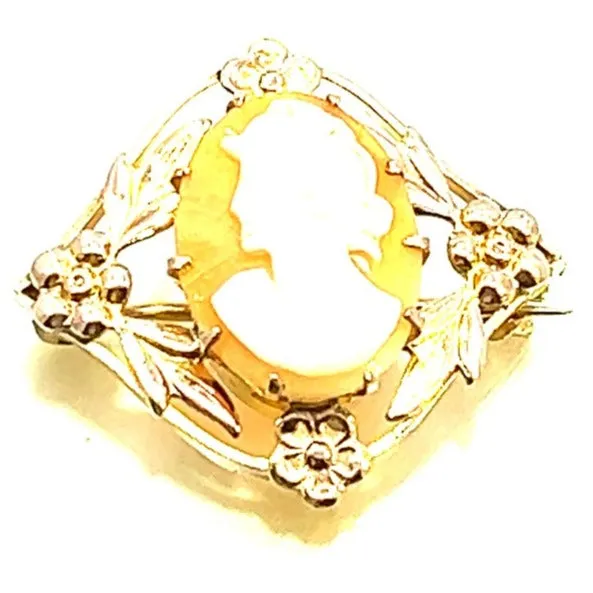 Antique/Vintage Gold Plated Cameo Brooch- Timeless Elegance and Historical Charm