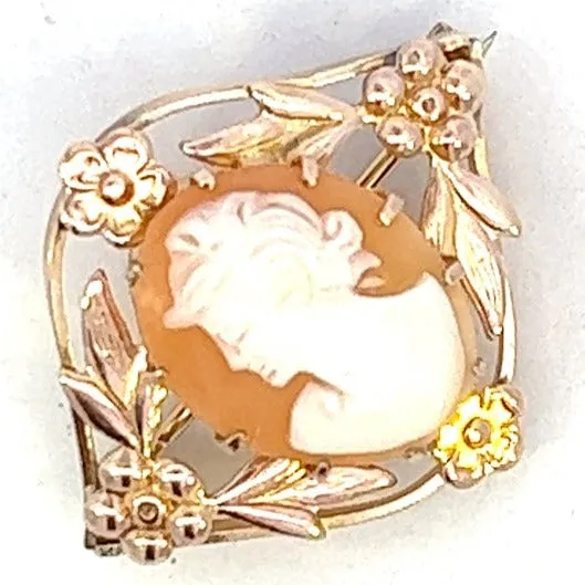 Antique/Vintage Gold Plated Cameo Brooch- Timeless Elegance and Historical Charm