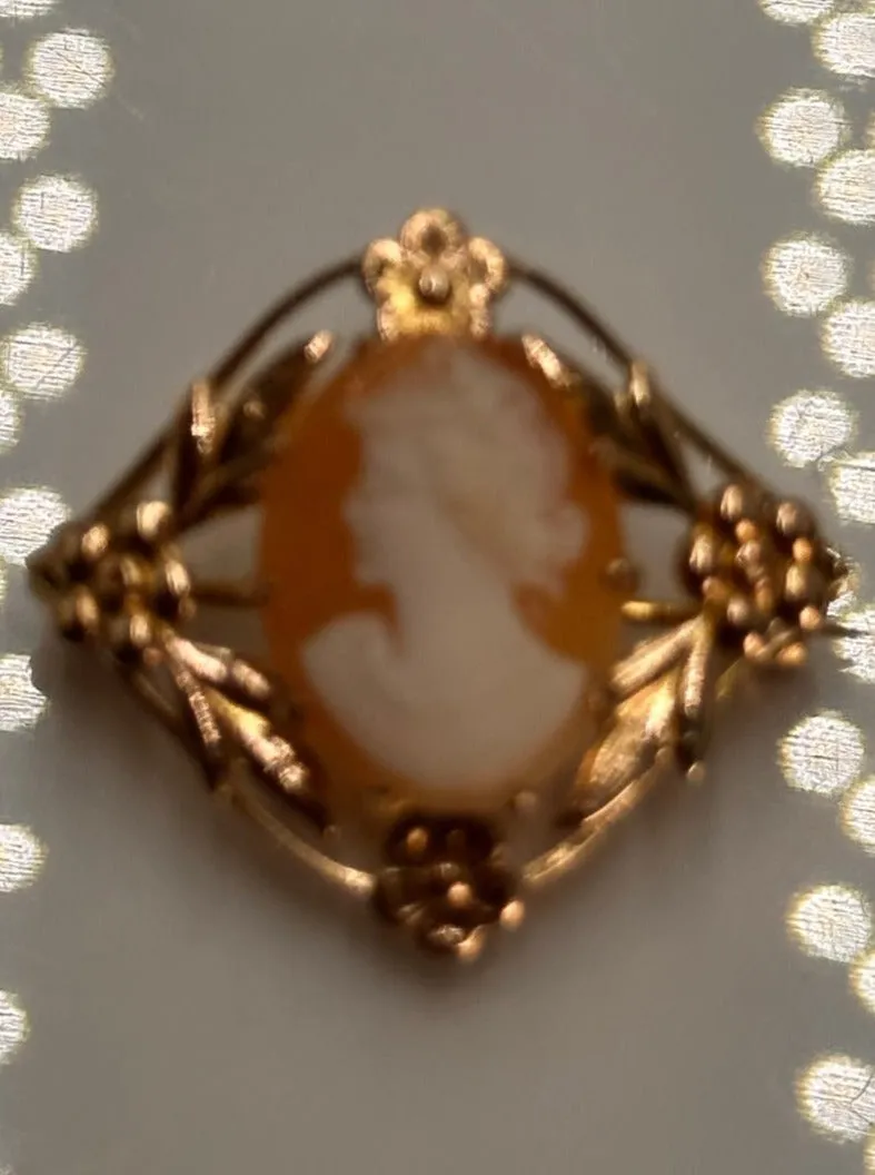 Antique/Vintage Gold Plated Cameo Brooch- Timeless Elegance and Historical Charm