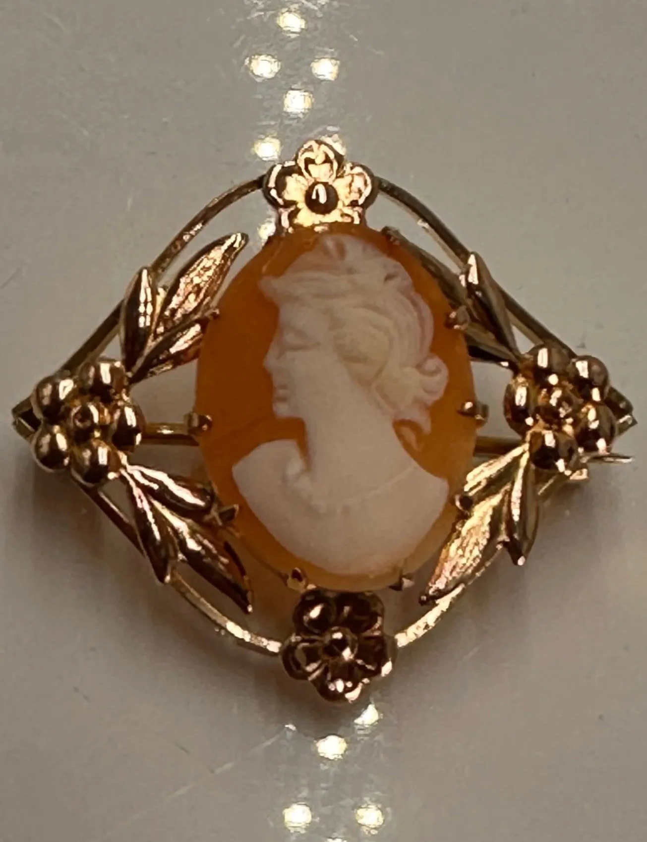 Antique/Vintage Gold Plated Cameo Brooch- Timeless Elegance and Historical Charm