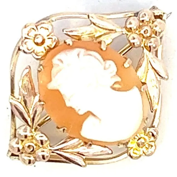 Antique/Vintage Gold Plated Cameo Brooch- Timeless Elegance and Historical Charm