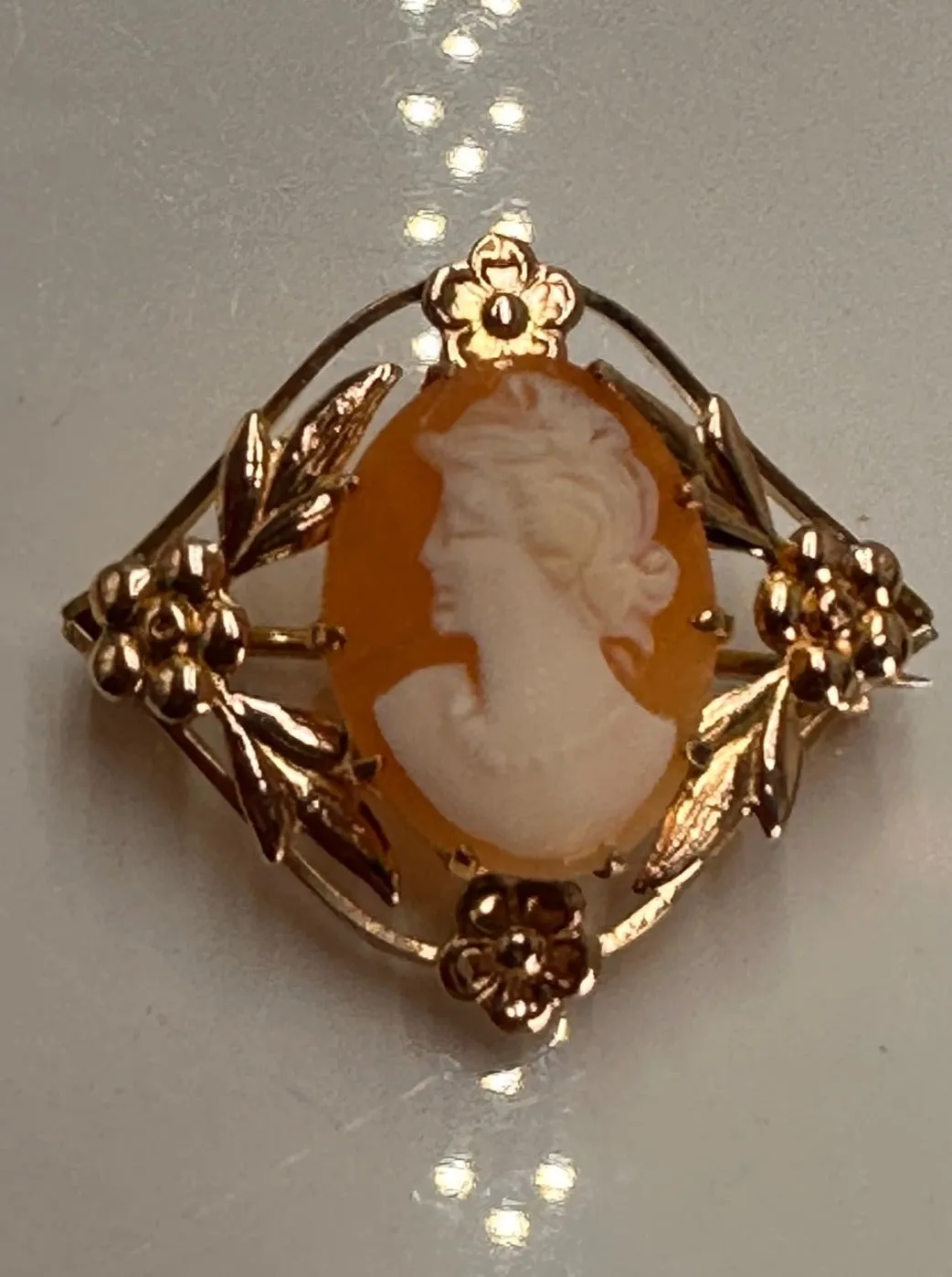 Antique/Vintage Gold Plated Cameo Brooch- Timeless Elegance and Historical Charm