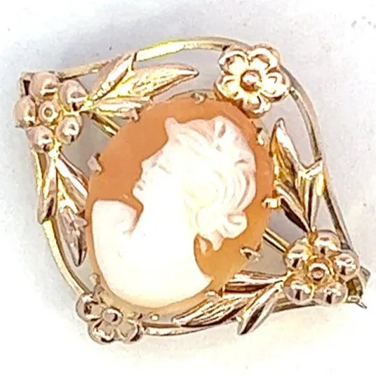 Antique/Vintage Gold Plated Cameo Brooch- Timeless Elegance and Historical Charm