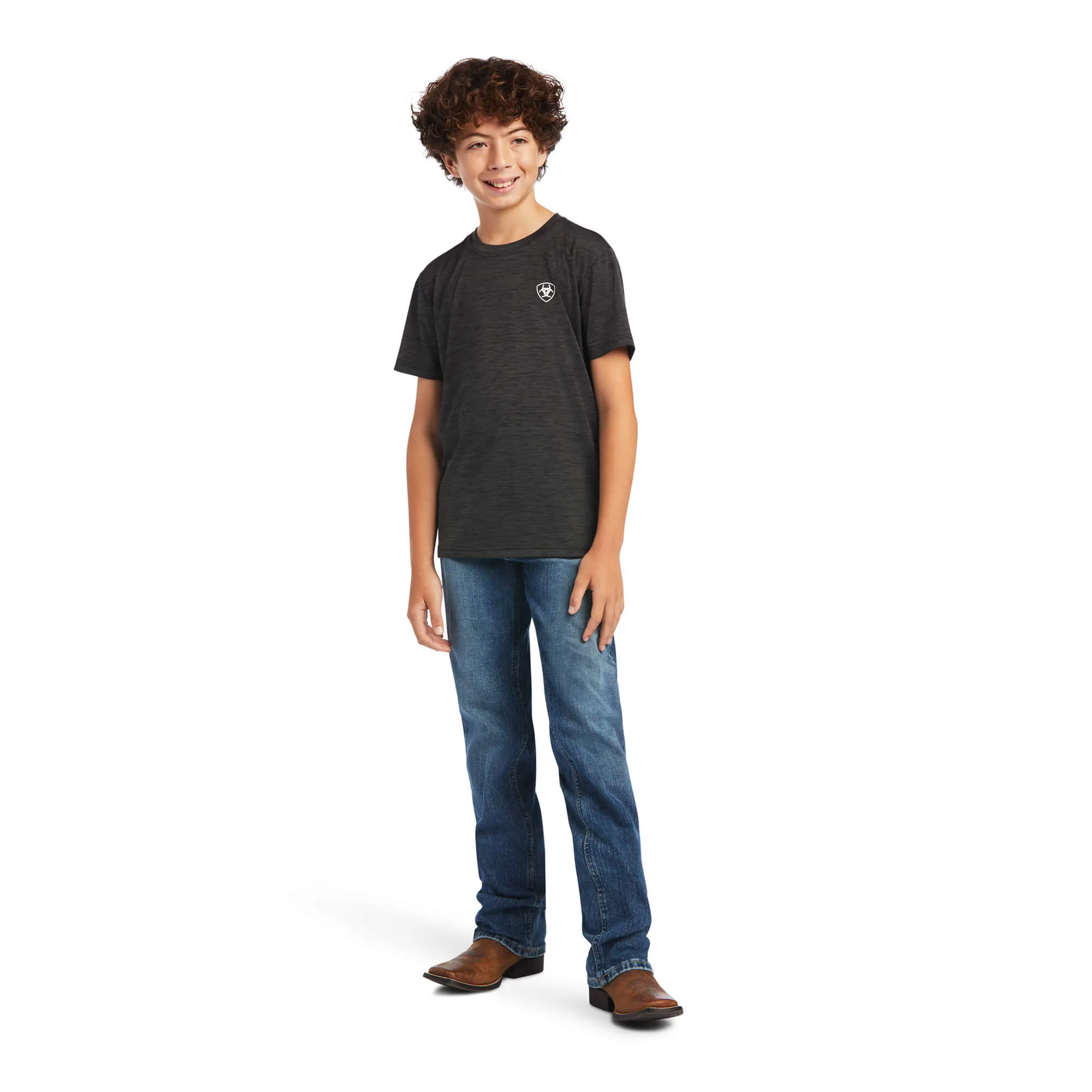 Ariat Boy's Charger Patriotic Grey Tee Shirt