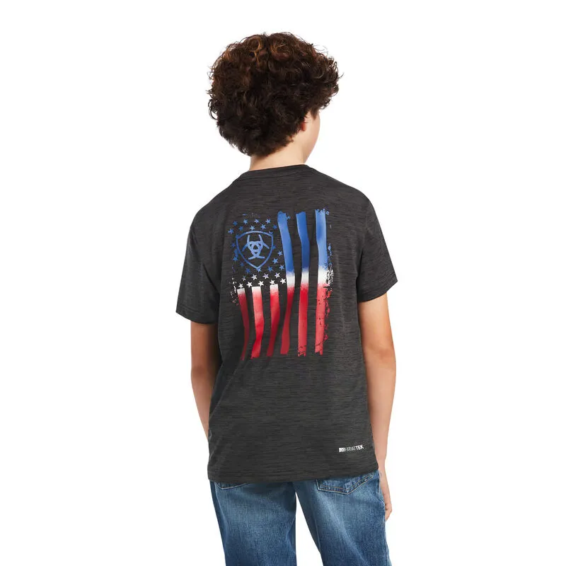 Ariat Boy's Charger Patriotic Grey Tee Shirt