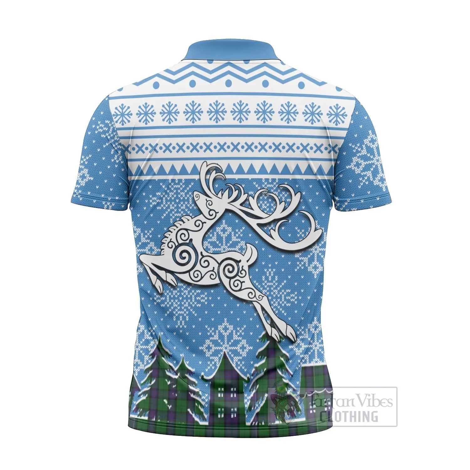 Armstrong Clan Christmas Zipper Polo Shirt Celtic Reindeer Style