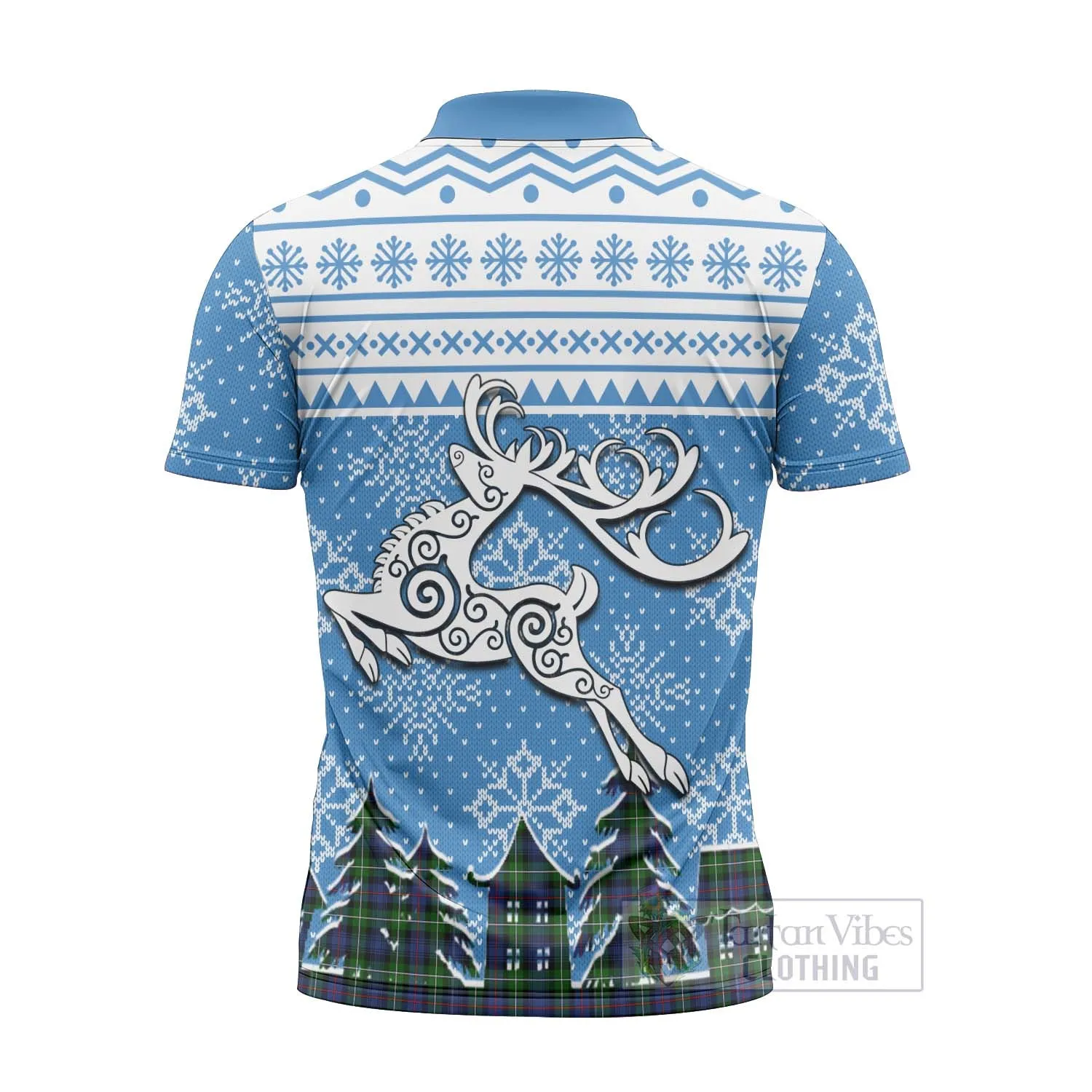 Baillie (Bailey) Clan Christmas Zipper Polo Shirt Celtic Reindeer Style