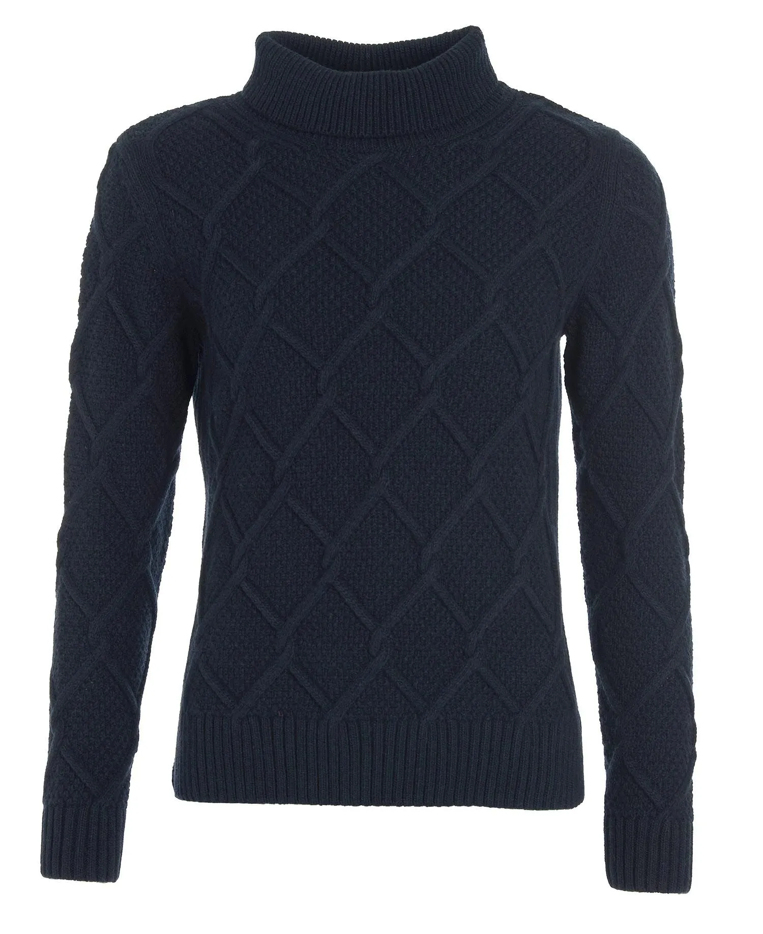 Barbour Burne Roll Neck Cable Knit in Navy LKN1170