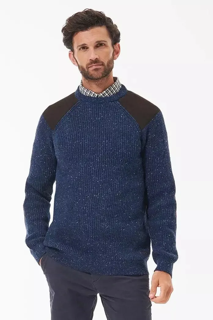 Barbour Jumper the Raisthorpe crew neck in speckled Navy MKN1483NY91