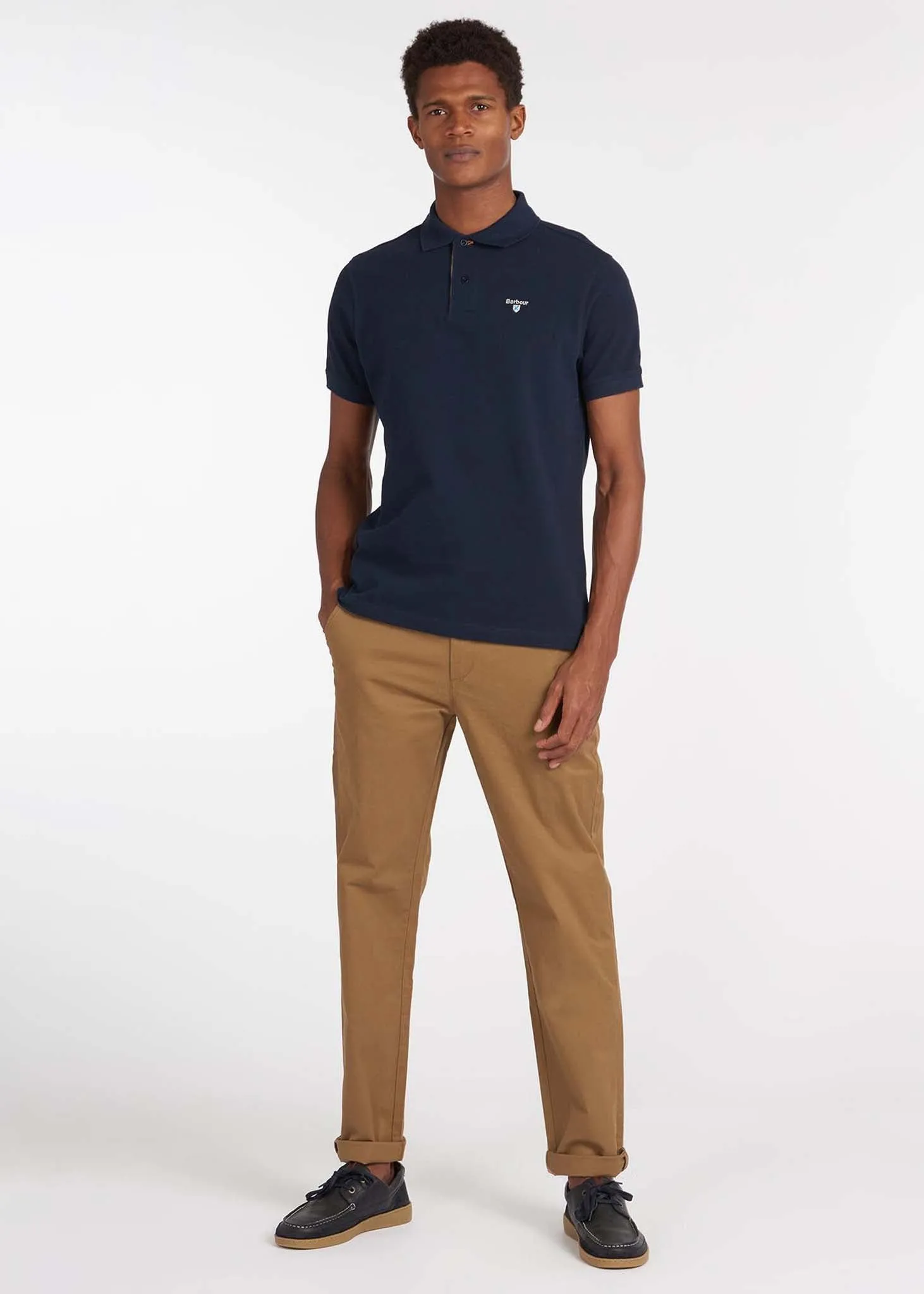 Barbour tartan pique polo - new navy