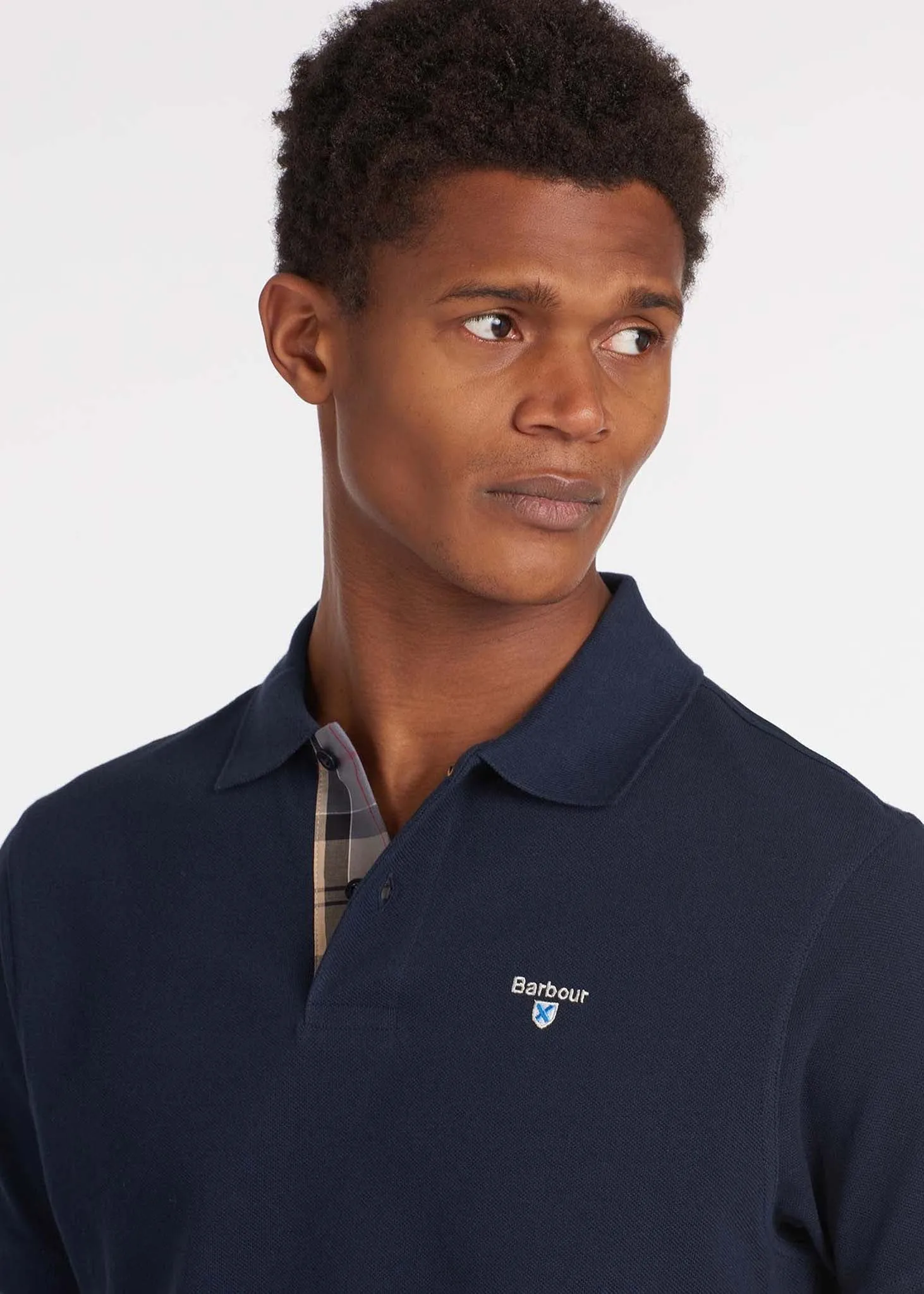 Barbour tartan pique polo - new navy