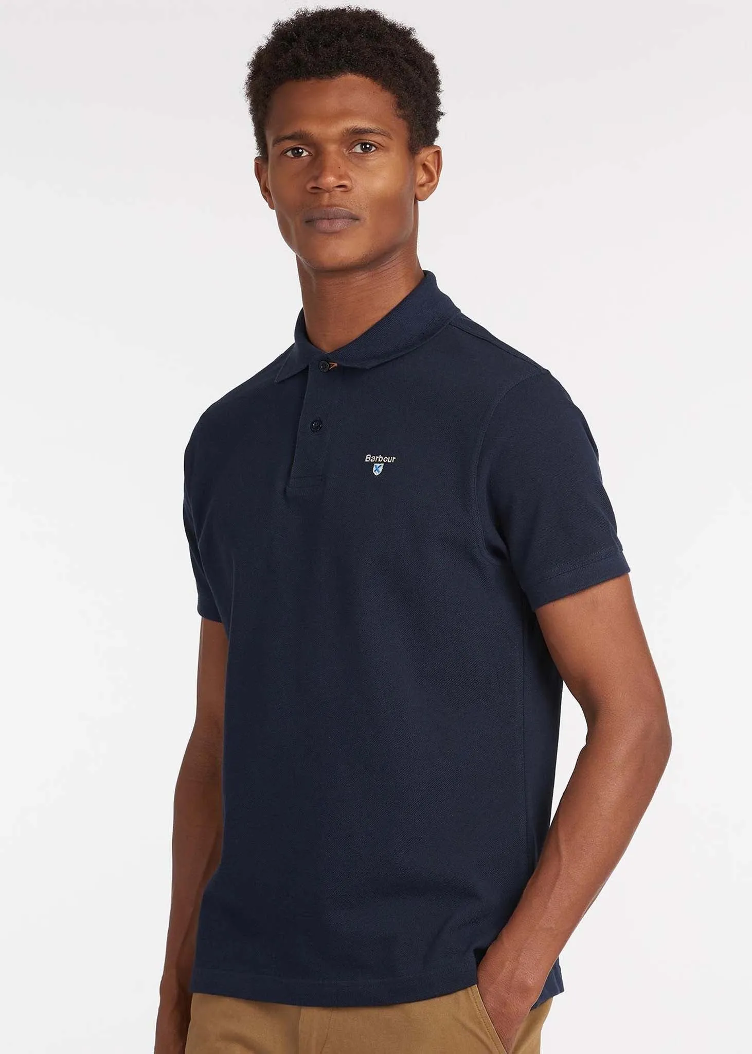 Barbour tartan pique polo - new navy