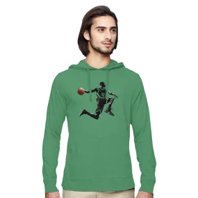 Basketball Player Mid-Air - Unisex Eco Blend Long-Sleeve Pullover Hooded T-Shirt | Econscious EC1085