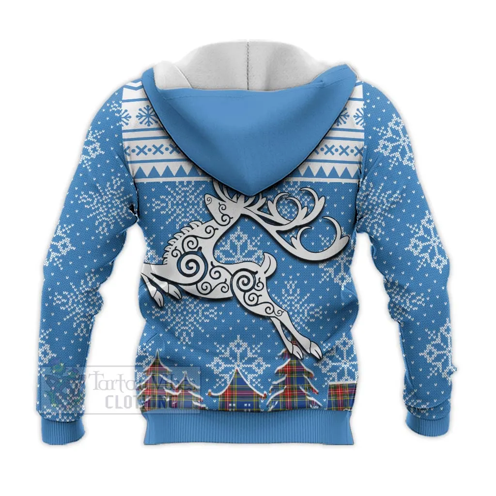 Bethune Clan Christmas Knitted Hoodie Celtic Reindeer Style