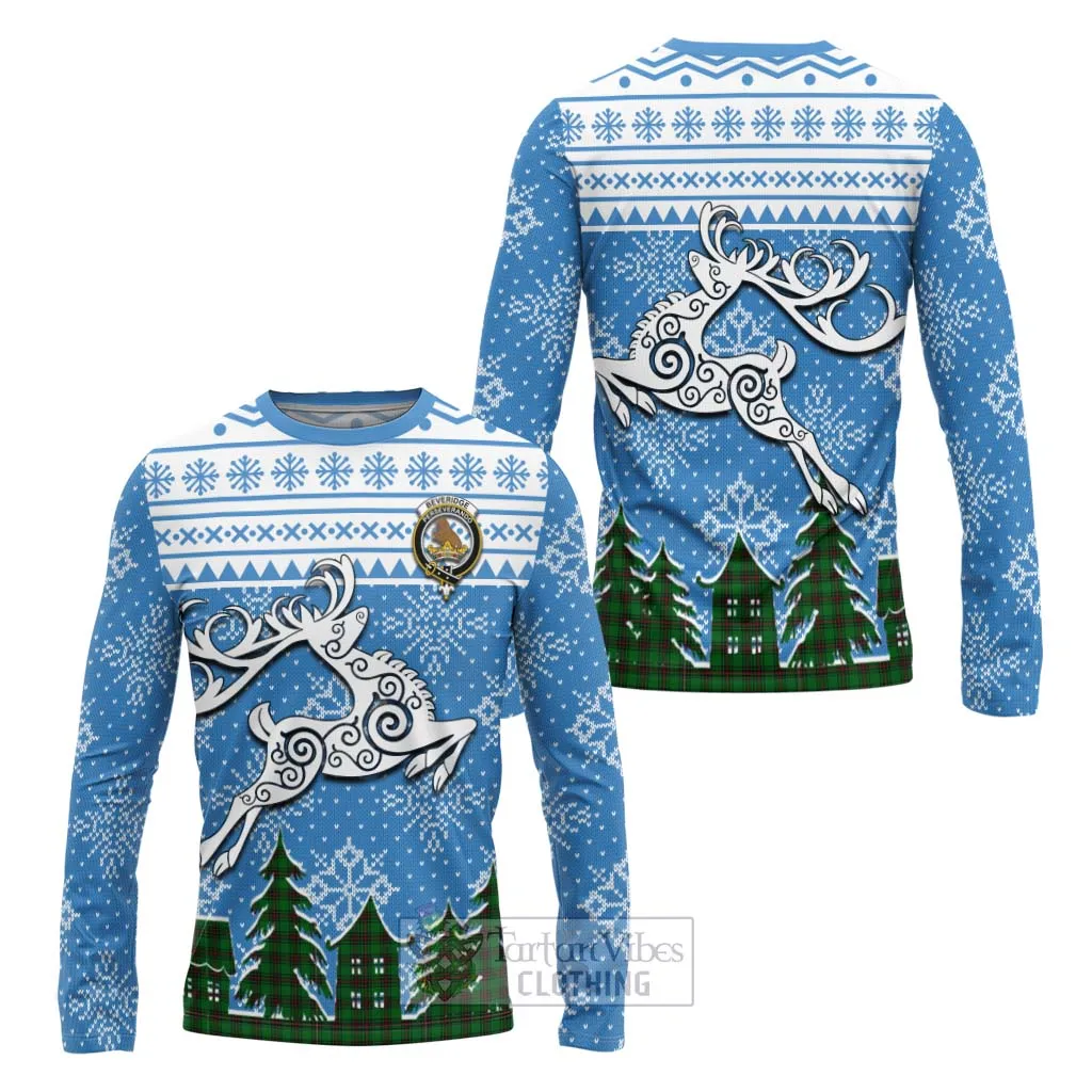 Beveridge Clan Christmas Long Sleeve T-Shirt Celtic Reindeer Style