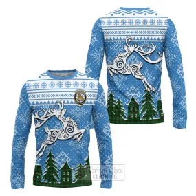 Beveridge Clan Christmas Long Sleeve T-Shirt Celtic Reindeer Style