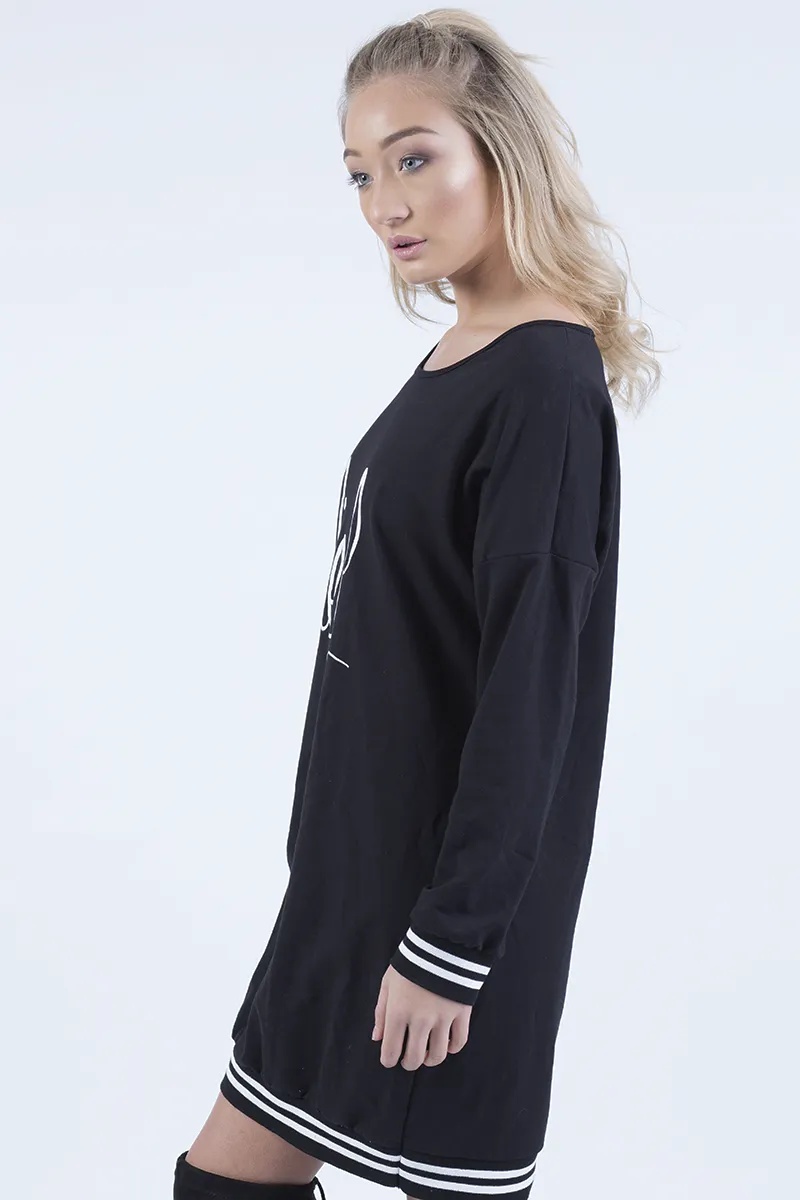 Black Lies Slogan Jumper Dress - Ellie