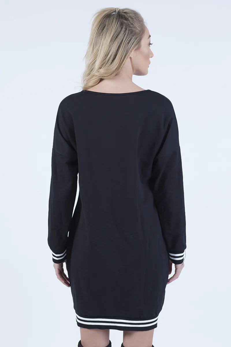 Black Lies Slogan Jumper Dress - Ellie