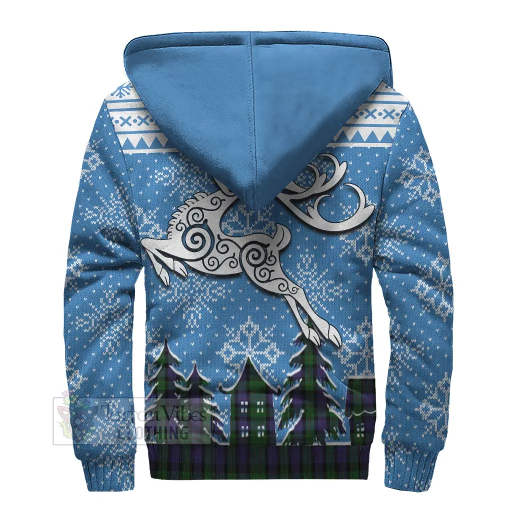 Blair Clan Christmas Sherpa Hoodie Celtic Reindeer Style