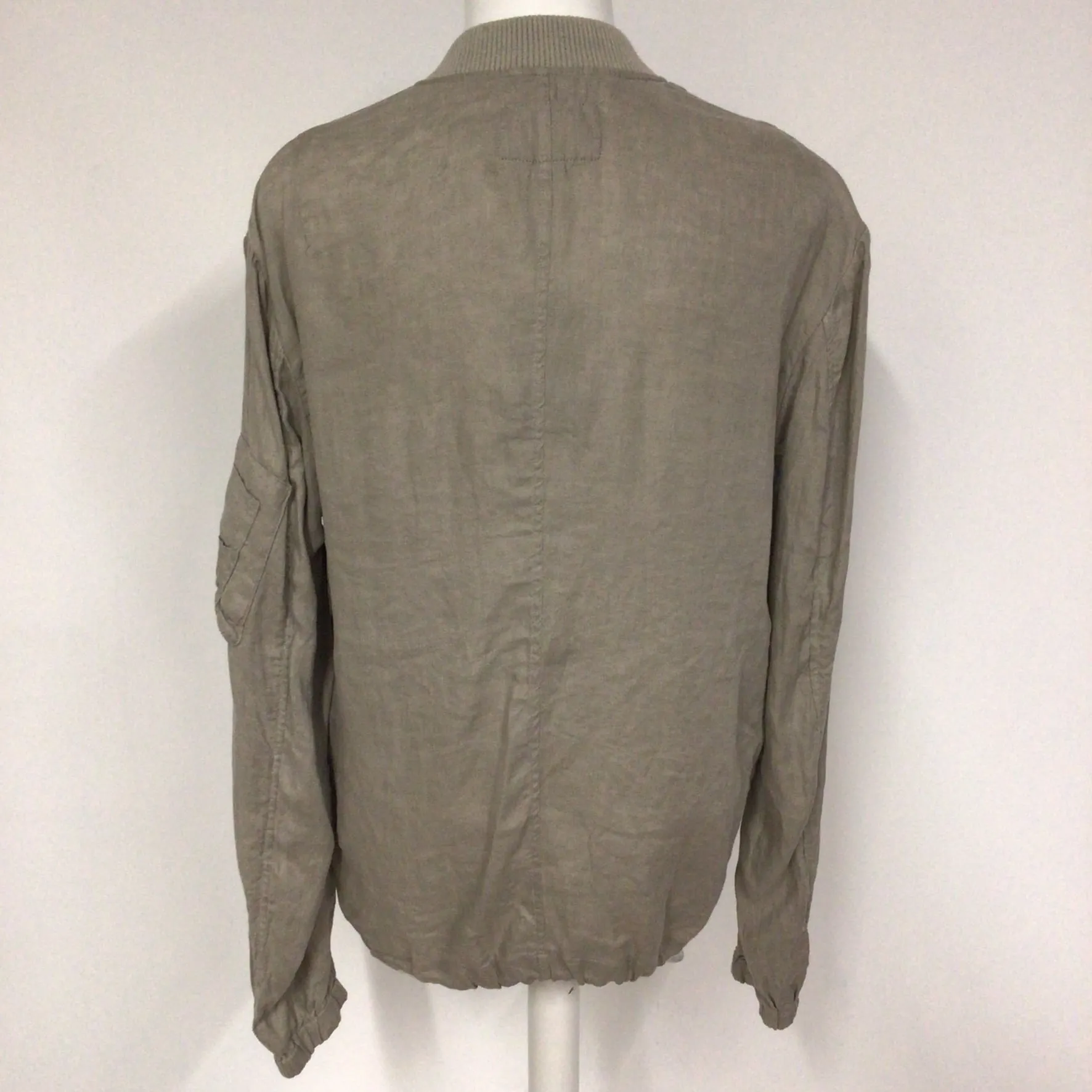 BNWT AllSaints Limestone Taupe 100% Linen Borra Bomber Jacket Size S